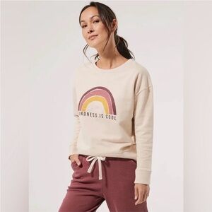 Pact Organic Cotton Slouchy Graphic Sweatshirt Rainbow Kindness is Cool Size XL